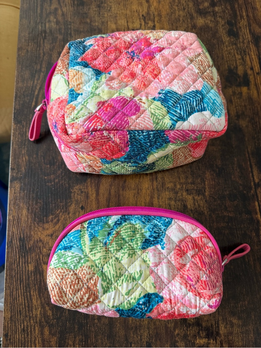 Vera Bradley 2 piece Quilted Floral Cosmetic Pouches - Pink Multicolor